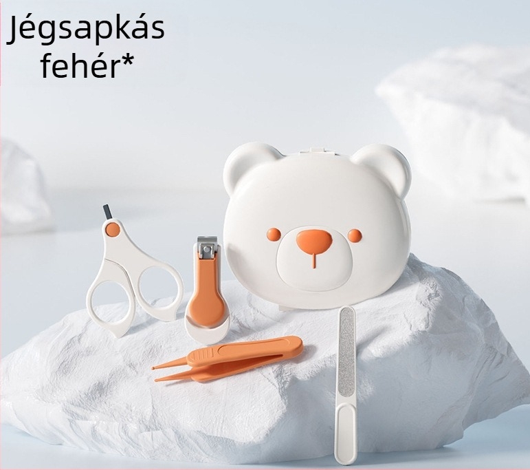 Baba körömvágó készlet anti-nyomásos dizájnnal újszülöttek számára – műanyag + rozsdamentes acél, biztonságos ápolási készlet