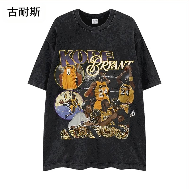 Pamut T-shirt laza szabásban, fél ujjú, karakter mintával, kerek nyakú, utcai hip-hop stílus