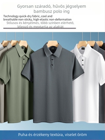 Férfi polo felső gallérral, könnyű nylon anyag, rövid ujjú, szabás: Regular, légáteresztő, magas színállóság, nyár