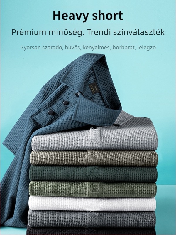 Férfi polo felső gallérral, könnyű nylon anyag, rövid ujjú, szabás: Regular, légáteresztő, magas színállóság, nyár