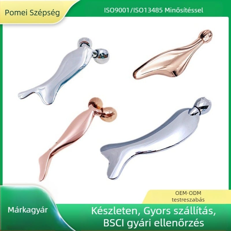 Szemkörüli fém roller masszírozó – arcfelületi gua sha, görgő típus, cinkötvözet, negatív ionok, háztartási használat