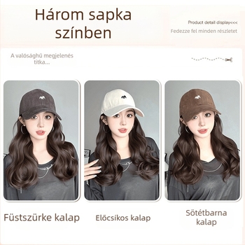 Farokkal ellátott paróka, rókás hímzett sapkával, egyrészes dizájn, kézzel szőtt, hőálló szintetikus szálakból, nagy hullám stílusú, nem festhető vagy dauerolható, minden arcforma számára