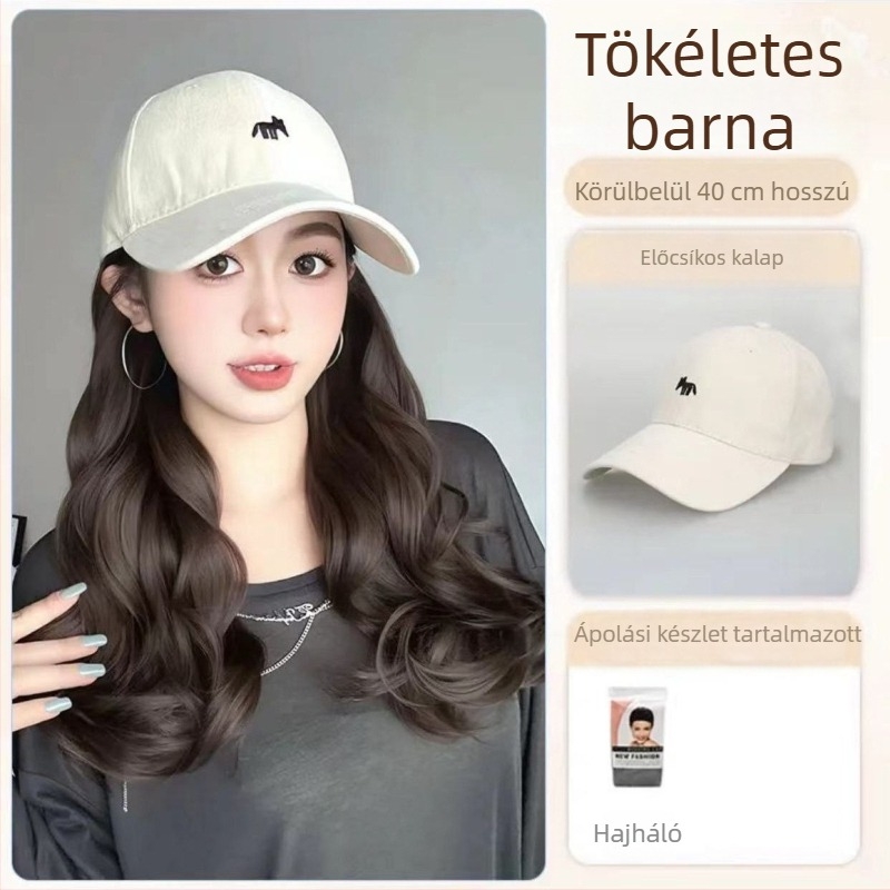 Farokkal ellátott paróka, rókás hímzett sapkával, egyrészes dizájn, kézzel szőtt, hőálló szintetikus szálakból, nagy hullám stílusú, nem festhető vagy dauerolható, minden arcforma számára