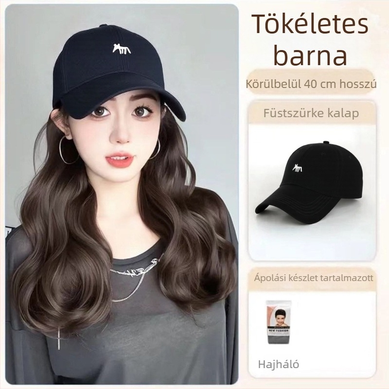 Farokkal ellátott paróka, rókás hímzett sapkával, egyrészes dizájn, kézzel szőtt, hőálló szintetikus szálakból, nagy hullám stílusú, nem festhető vagy dauerolható, minden arcforma számára