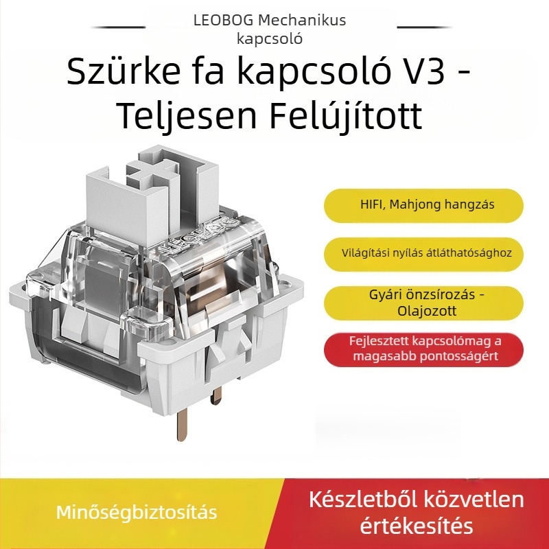 Mechanikus billentyűzet-kapcsoló testre szabható tengellyel — ötpin hot-swappable, lineáris, csendes működés