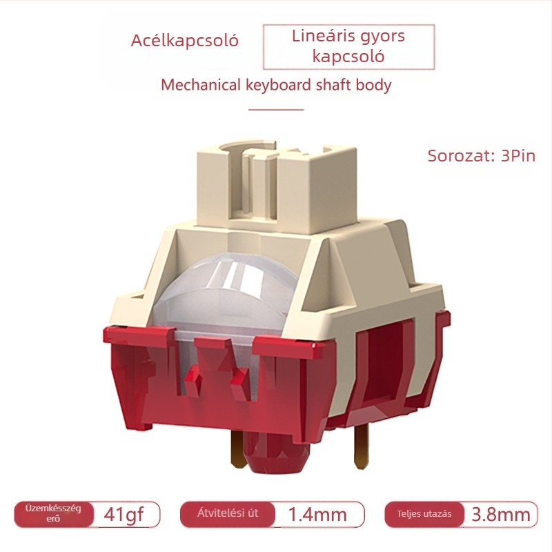 Mechanikus billentyűzet-kapcsoló testre szabható tengellyel — ötpin hot-swappable, lineáris, csendes működés