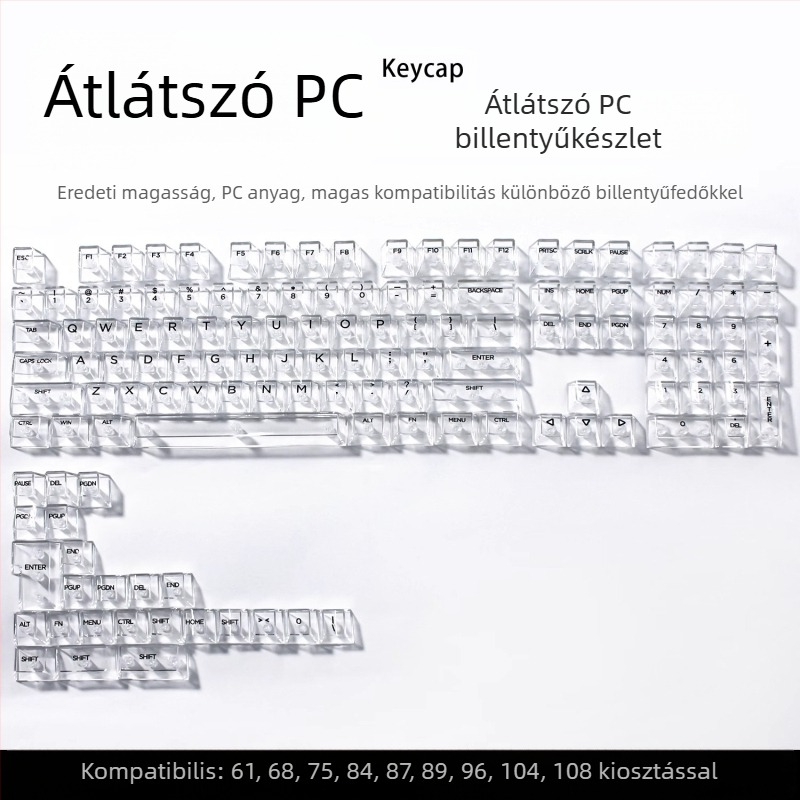Readson átlátszó PC keycap mechanikus billentyűzethez, oldal- és felül gravírozott.