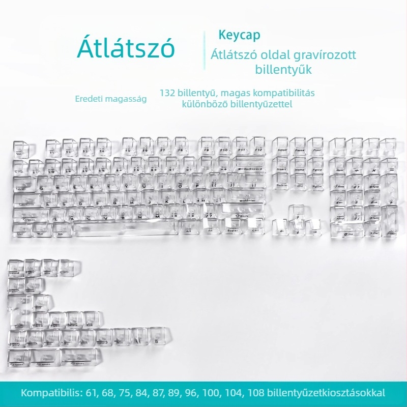 Readson átlátszó PC keycap mechanikus billentyűzethez, oldal- és felül gravírozott.