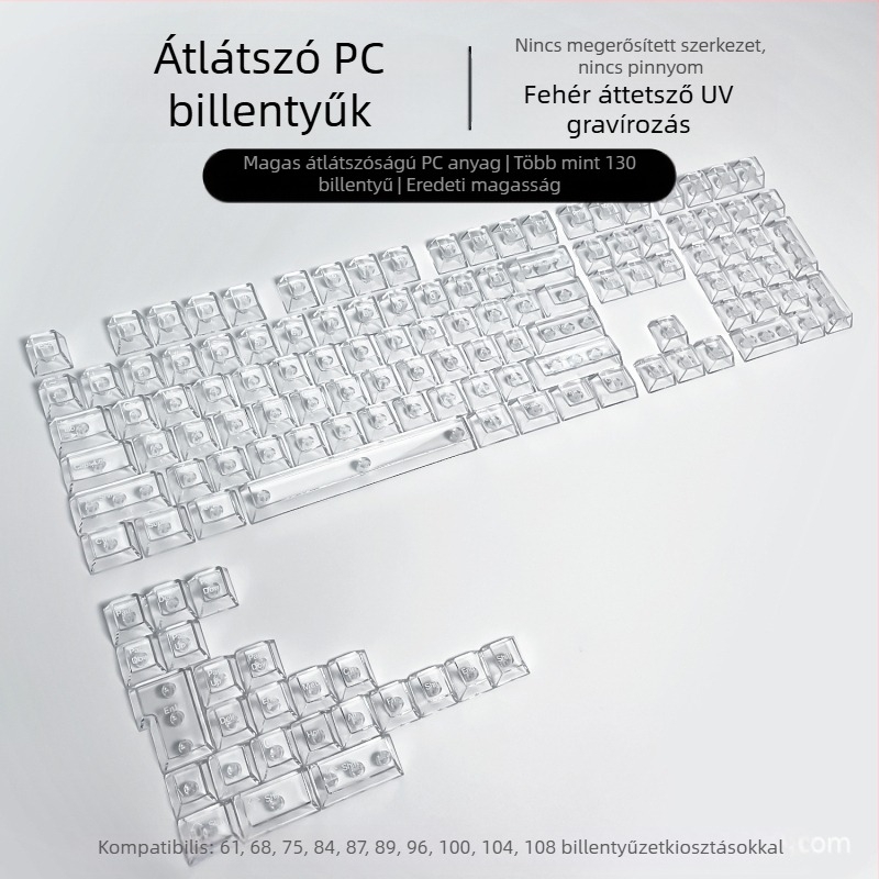 Readson átlátszó PC keycap mechanikus billentyűzethez, oldal- és felül gravírozott.