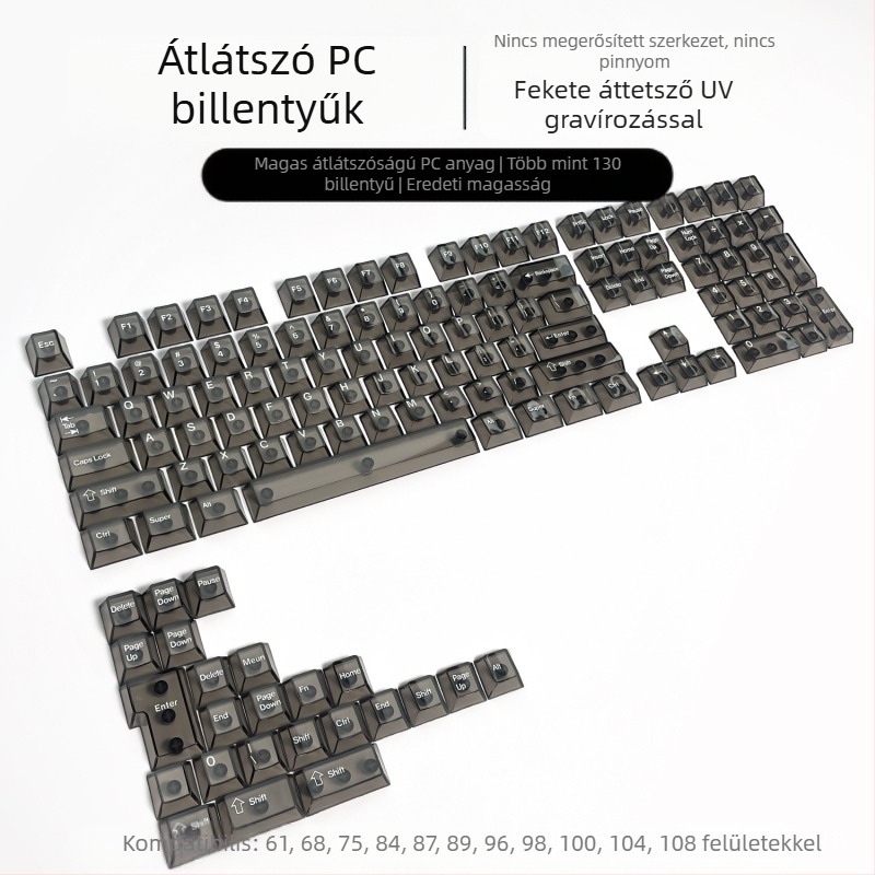 Readson átlátszó PC keycap mechanikus billentyűzethez, oldal- és felül gravírozott.