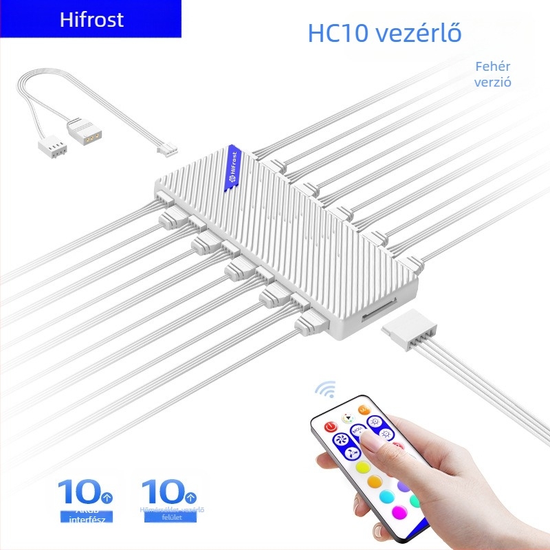 CoolMoon V11 ARGB hub az alaplapon, 1-10 elosztó, 5V 3-Pin csatlakozó, független tápegység, több interfész dizájn