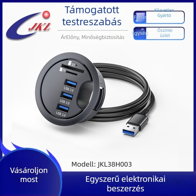 USB 3.0 6-portos hub, 1,2 m kábel, külső táplálás nélkül, 5 Gbps adatátvitel