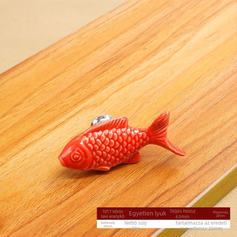 Kerámia szekrényajtó fogantyú, egylyukú, modell 1017 Grass Carp, színezett máz, modern minimalist stílus