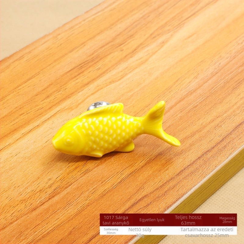 Kerámia szekrényajtó fogantyú, egylyukú, modell 1017 Grass Carp, színezett máz, modern minimalist stílus
