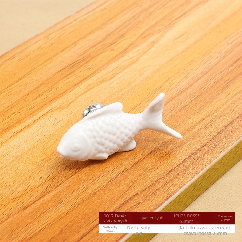 Kerámia szekrényajtó fogantyú, egylyukú, modell 1017 Grass Carp, színezett máz, modern minimalist stílus