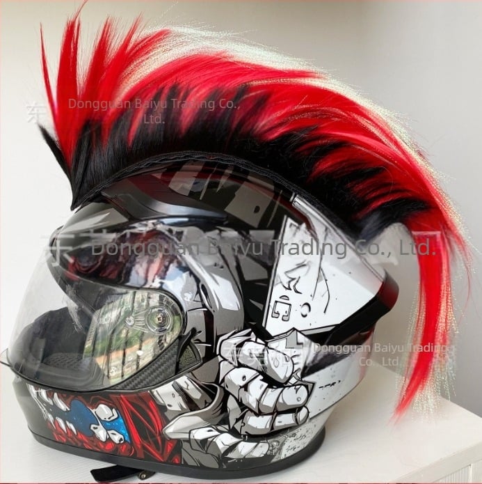 Motorkerékpár sisak paróka punk koronával, anyag: hőálló huzal, márka: Baffy, testreszabható, súly kb. 90 g, uniszex