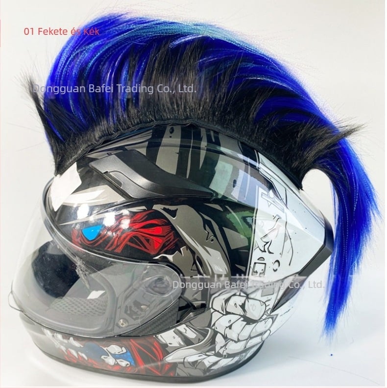 Motorkerékpár sisak paróka punk koronával, anyag: hőálló huzal, márka: Baffy, testreszabható, súly kb. 90 g, uniszex