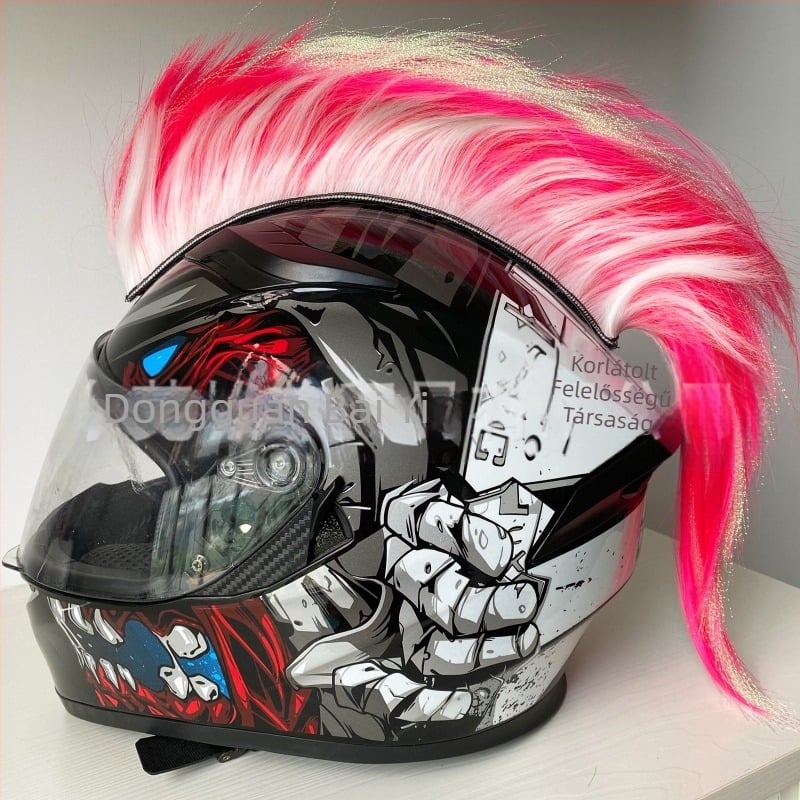 Motorkerékpár sisak paróka punk koronával, anyag: hőálló huzal, márka: Baffy, testreszabható, súly kb. 90 g, uniszex