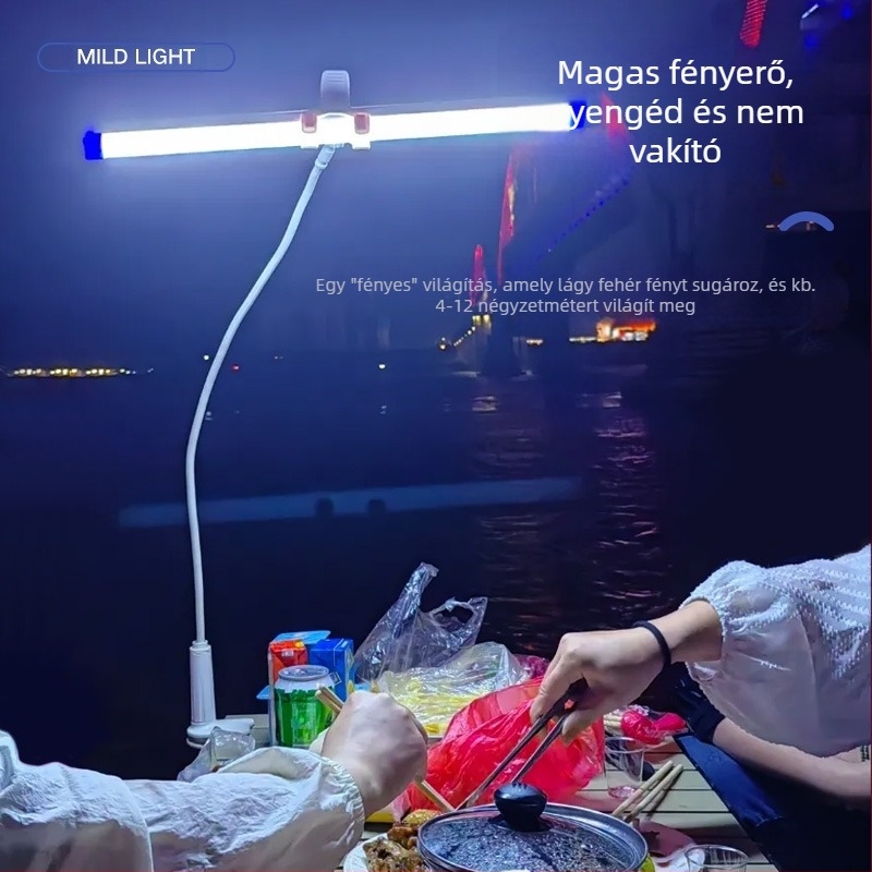 LED újratölthető lámpa mágneses függesztéssel, USB vészvilágítás, 5V bemenet, beépített lítium-ion akkumulátor, fényerő-szabályozható