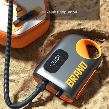 Hordozható elektromos levegőpumpa felfújható eszközökhöz (SUP, kajak, felfújható matrac) – DC12V, 120W, 70 L/min, egyhengeres, 5–20 perc üzemidő
