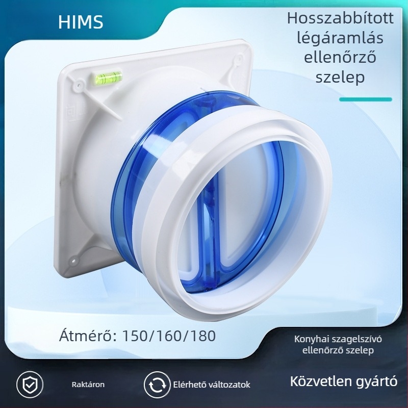 Konyhai szellőztetés-visszacsapó szelep, magas tömítettségű, ABS műanyag, egyirányú működés