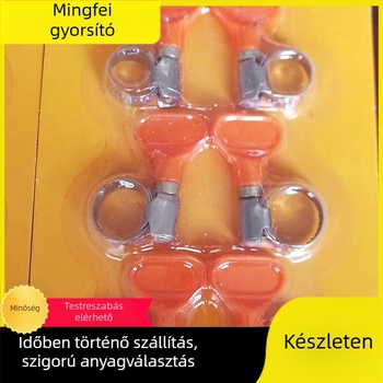 Rozsdamentes acélból készült tömlőcsat műanyag fogantyúval, névleges átmérő 10–16 mm, rögzítő átmérő 16 mm, autóipari és hajózási felhasználás, Mingfei Fastener