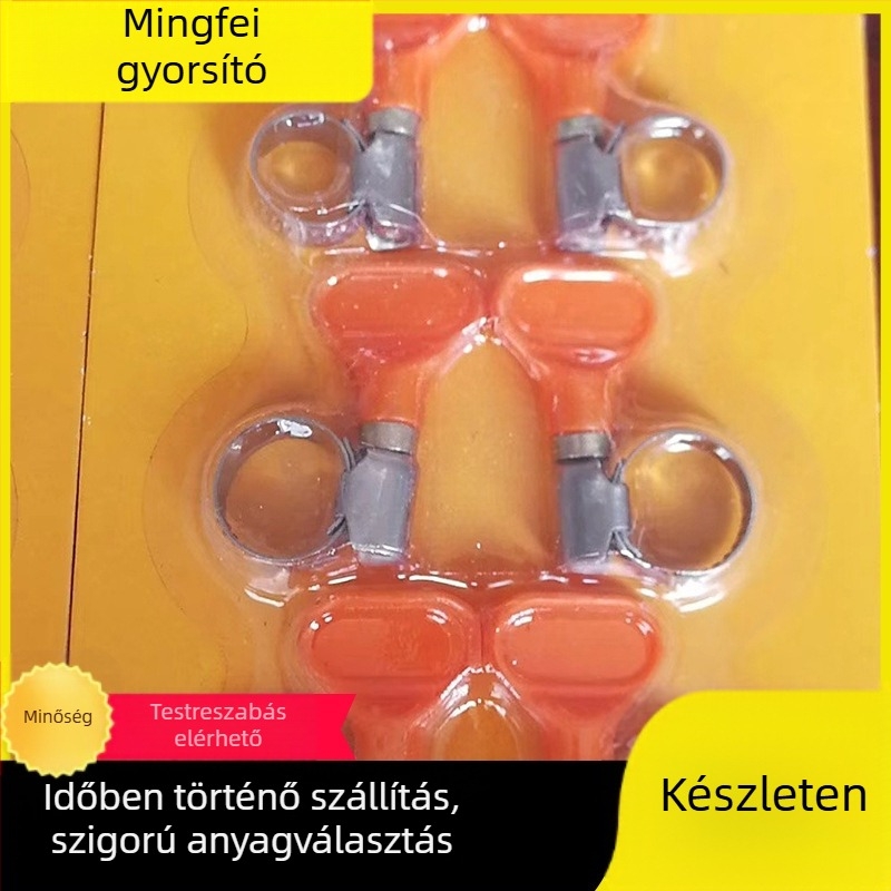 Rozsdamentes acélból készült tömlőcsat műanyag fogantyúval, névleges átmérő 10–16 mm, rögzítő átmérő 16 mm, autóipari és hajózási felhasználás, Mingfei Fastener