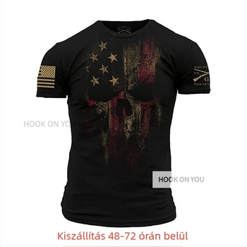 Pamut uniszex rövid ujjú póló kerek nyakkal, nyomtatott mintával, utcai hipster stílus