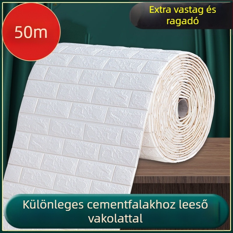 Öntapadós falpanel polisztiroldhaból nedvességálló és vízálló megoldás cement falakhoz és egyenetlen felületekhez (anyag: polisztirol hab; vízálló; nedvességálló; öntapadó; alkalmas cement falakhoz)