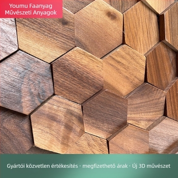 Fali mozaik - hexagonális, fa erezet mintázat, félmatt felület, modell A003