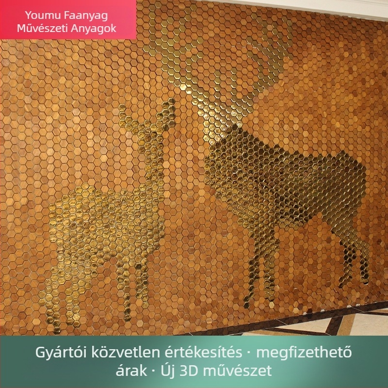 Fali mozaik - hexagonális, fa erezet mintázat, félmatt felület, modell A003