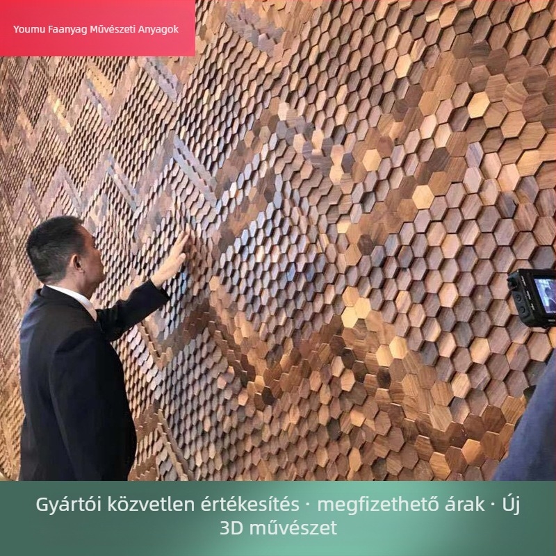 Fali mozaik - hexagonális, fa erezet mintázat, félmatt felület, modell A003