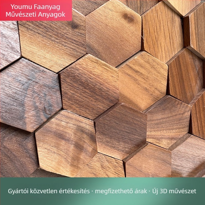 Fali mozaik - hexagonális, fa erezet mintázat, félmatt felület, modell A003