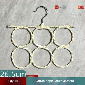 Sálállvány 6 gyűrűvel, belső ruhatartó, papírrátán fonott madármászó keret