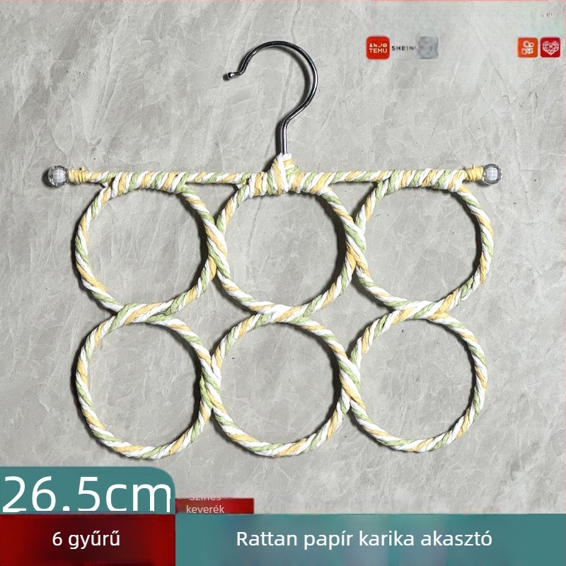 Sálállvány 6 gyűrűvel, belső ruhatartó, papírrátán fonott madármászó keret