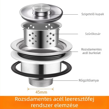 Win the bully Konyhai mosogató dupla mosogatókészlet – Modell 10126, 304 rozsdamentes acél + ABS műanyag, Modern Minimalista Stílus