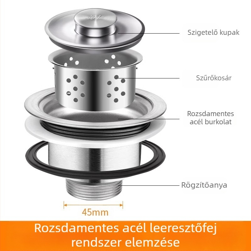 Win the bully Konyhai mosogató dupla mosogatókészlet – Modell 10126, 304 rozsdamentes acél + ABS műanyag, Modern Minimalista Stílus