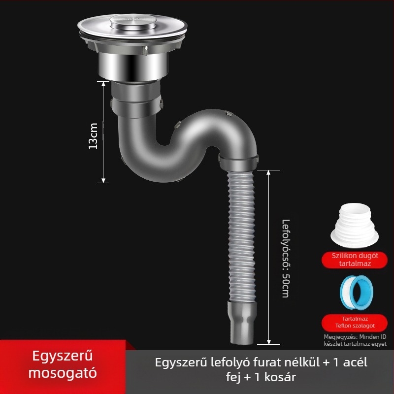 Win the bully Konyhai mosogató dupla mosogatókészlet – Modell 10126, 304 rozsdamentes acél + ABS műanyag, Modern Minimalista Stílus