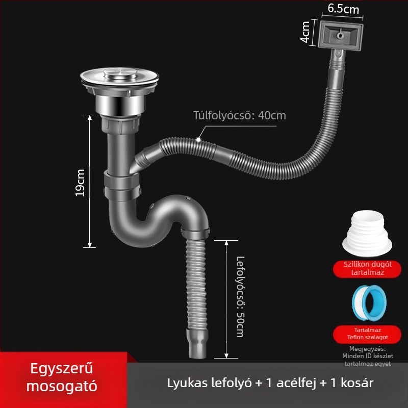 Win the bully Konyhai mosogató dupla mosogatókészlet – Modell 10126, 304 rozsdamentes acél + ABS műanyag, Modern Minimalista Stílus