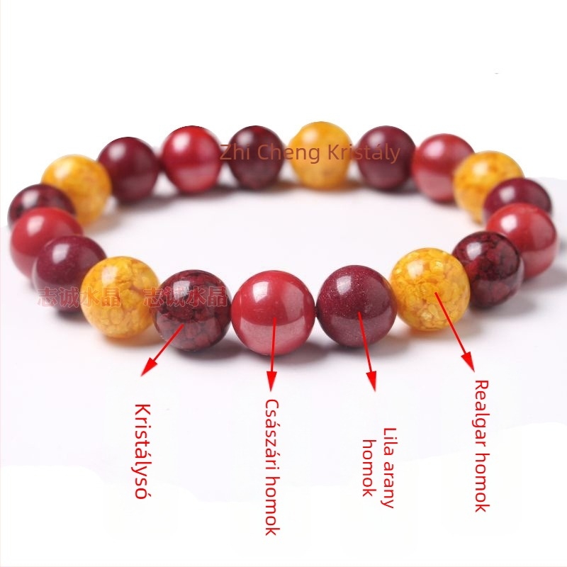 Cinnabar karkötő, polírozott felülettel, uniszex, kínai stílus, irodalmi retro