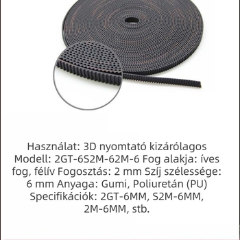 Gumi fogasszíj 2GT-6 3D nyomtatóhoz