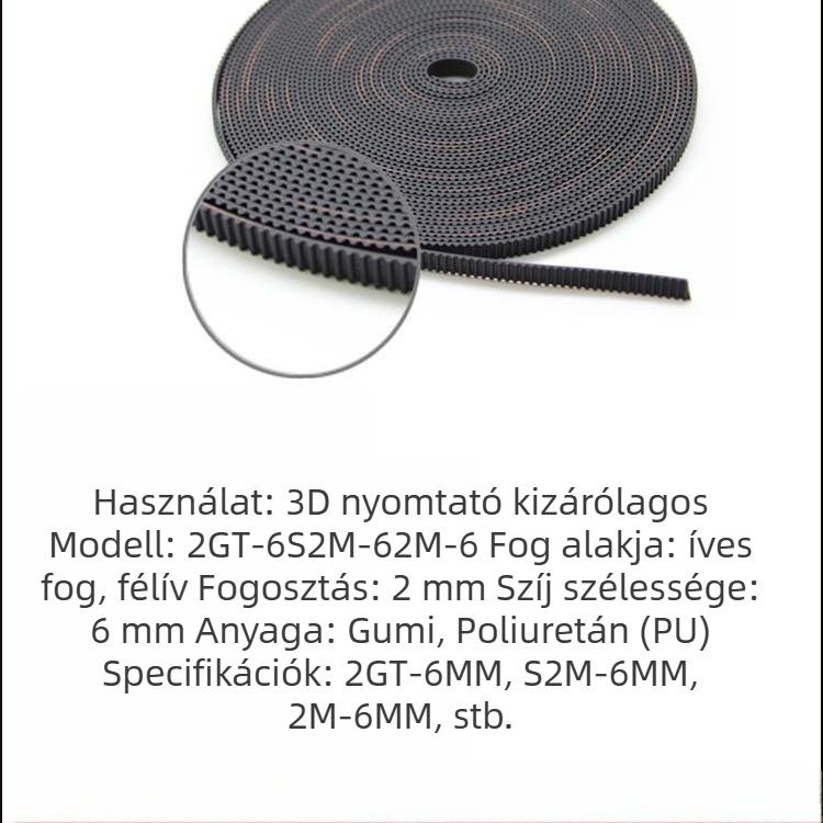 Gumi fogasszíj 2GT-6 3D nyomtatóhoz