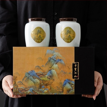 Kerámiás teás doboz ajándékdobozzal, matt felület, retro stílus, Fang Li márka, logó testreszabás, súly 1,5 kg