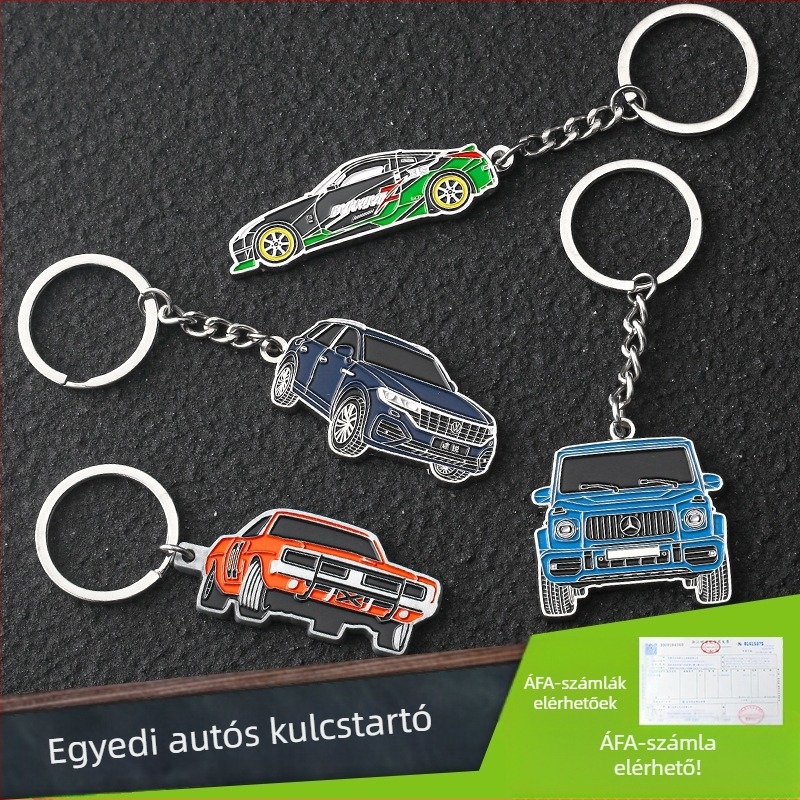 Fém kulcstartó hátul lézerrel gravírozott logóval, kulcskarika, kínai stílus