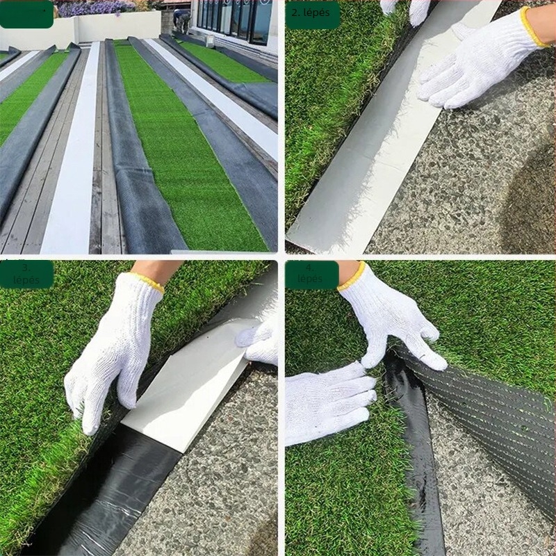 Műfüves varratokhoz szánt szalag, nem szőtt anyag, polipropilén ragasztórendszer, Lawn Tape sorozat, papírrúdmag, magas viszkozitás