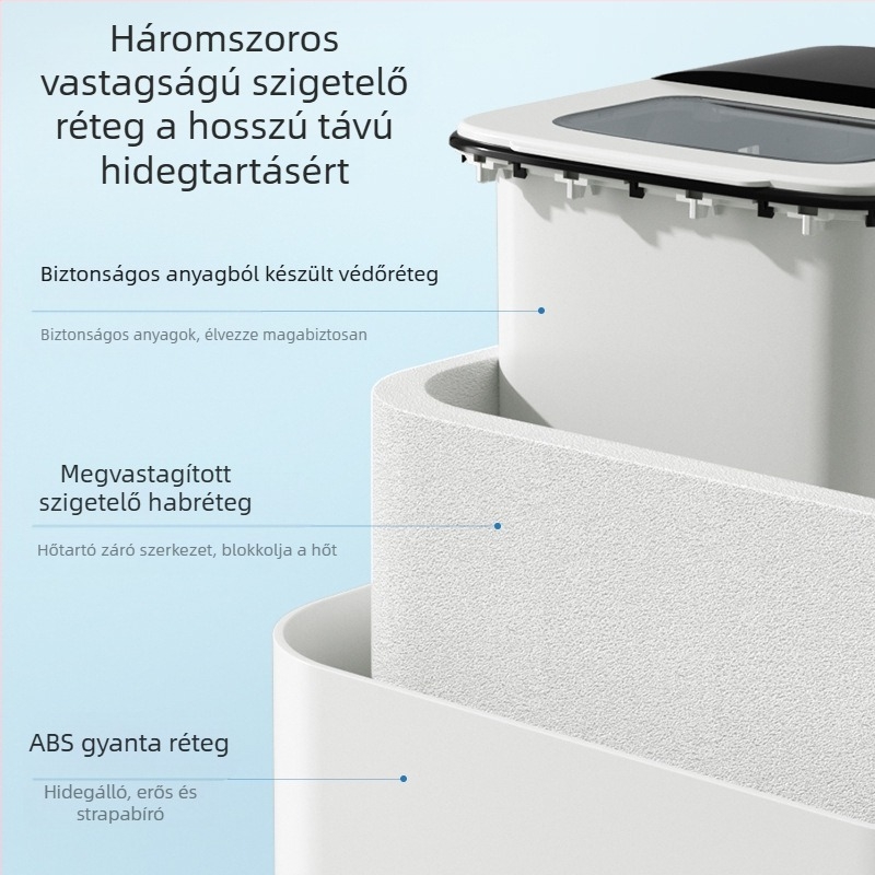 Leshi jégkészítő ZB08 – 220V, 100W, kapacitás 1,5 L, 1–5 személy számára, teljesen automata kör alakú jégkocka készítő
