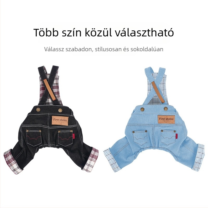 CheePet Cowboy Stílusú Denim Overálok Kutyáknak – Uniszex Kisállat Ruházat