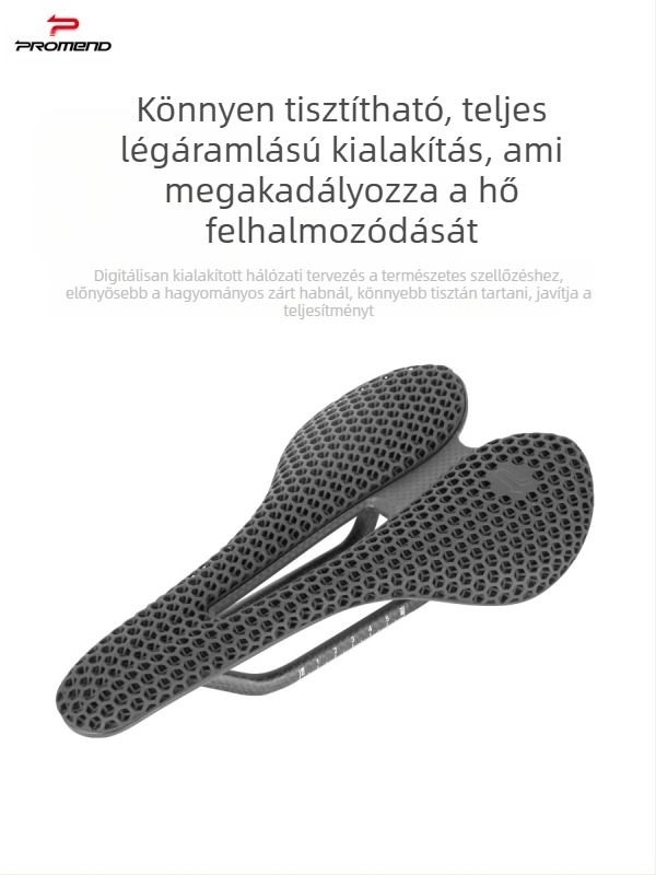 PROMEND kerékpárnyereg SD-585, 3D-s nyomtatott szénszálas ív, bőr felület méhsejt mintázattal, nylon alsó héj, hegyi kerékpárhoz