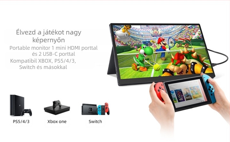 Új hordozható IPS játékmonitor — HDMI, 1920x1080, 16:9, fényerő 300 cd/m2