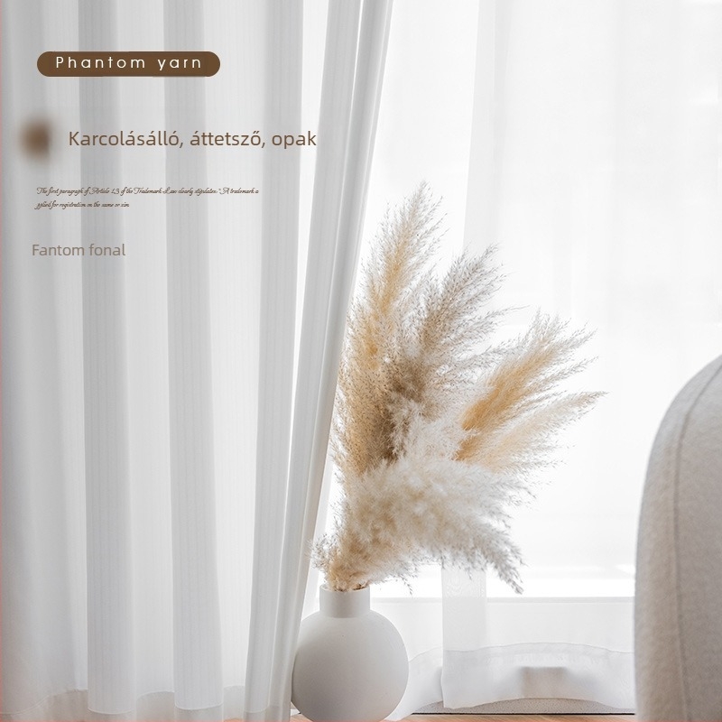 Phantom gézfüggöny, fényáteresztő, megerősített poliészter, részleges árnyékolás 40-70%, nappali, hálószoba, erkély, sarokablak — modern minimál stílus, szerelés elérhető, folyamat 21982091793